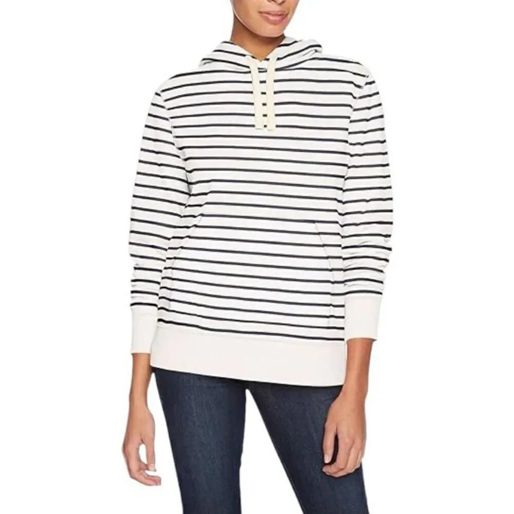 AMAZON ESSENTIALS BLACK & WHITE STRIPE HOODIE SZ.XL GUC